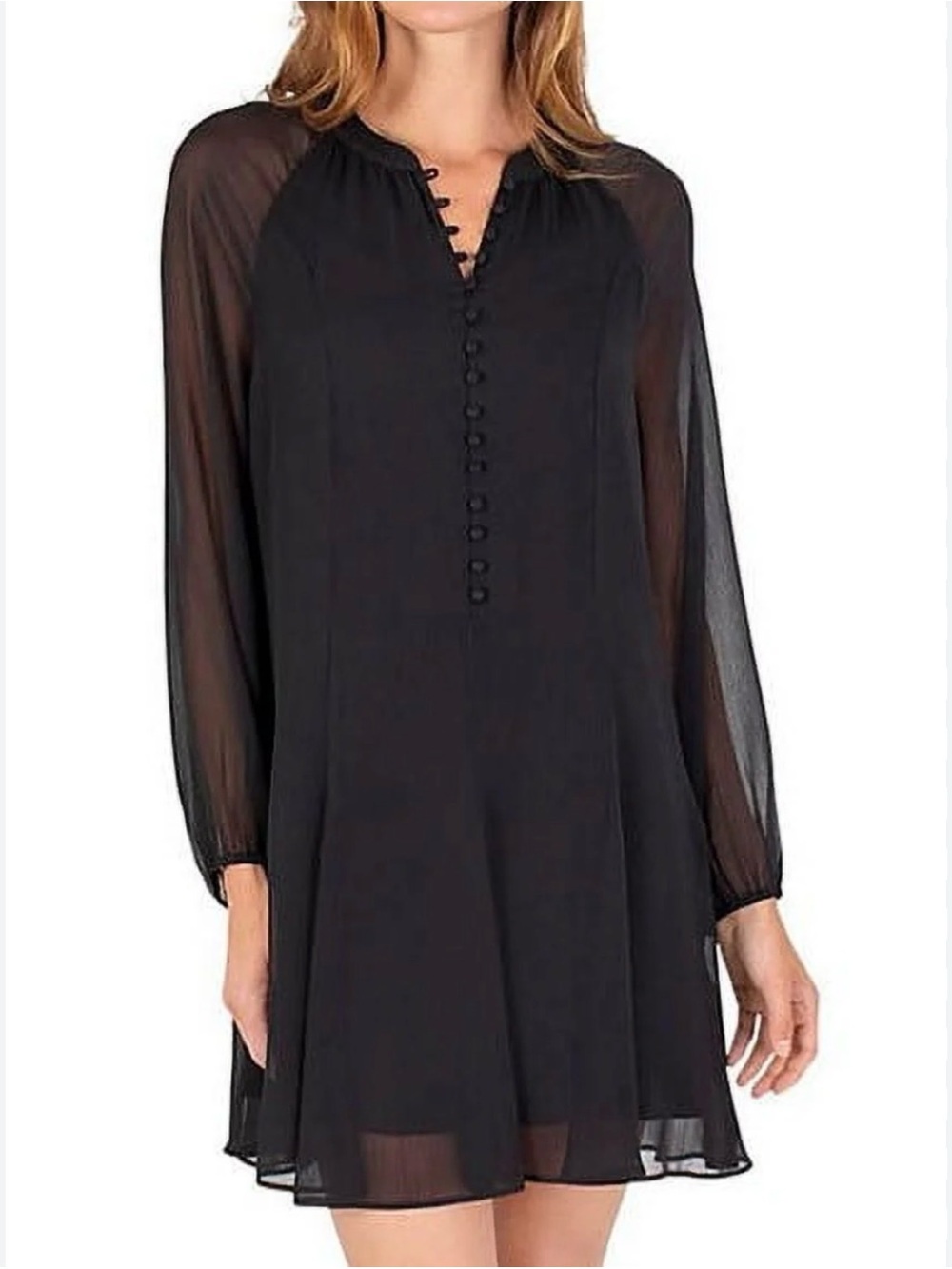 Joie Caviar Balloon Sleeve Dress Black New With Tags Large MSRP 378.00